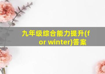 九年级综合能力提升(for winter)答案